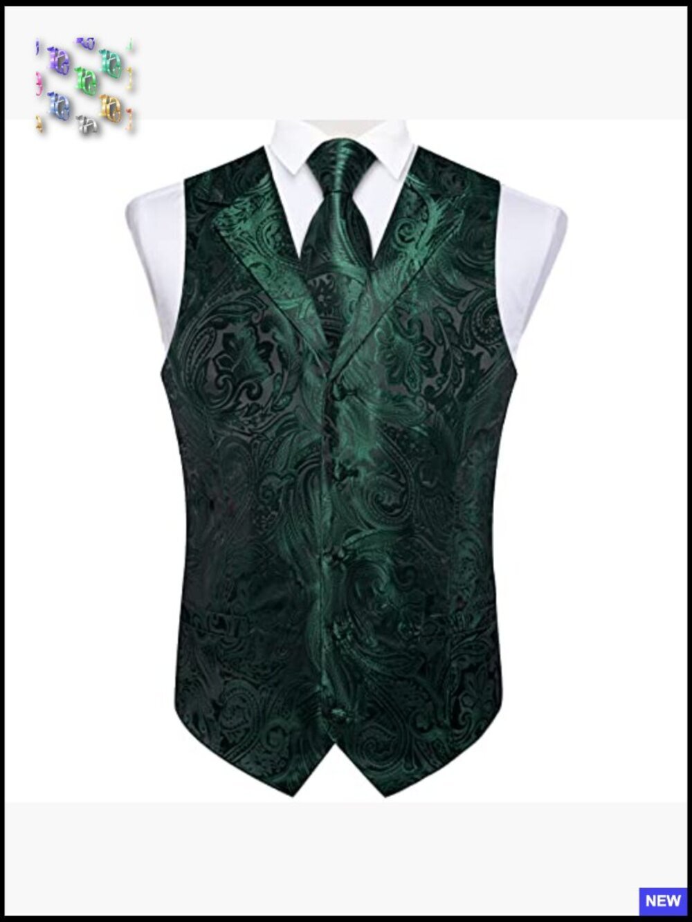 Men's Silk Paisley Vest Set Classic Formal Elegant Wedding Party Tuxedo - Picture 2 of 7